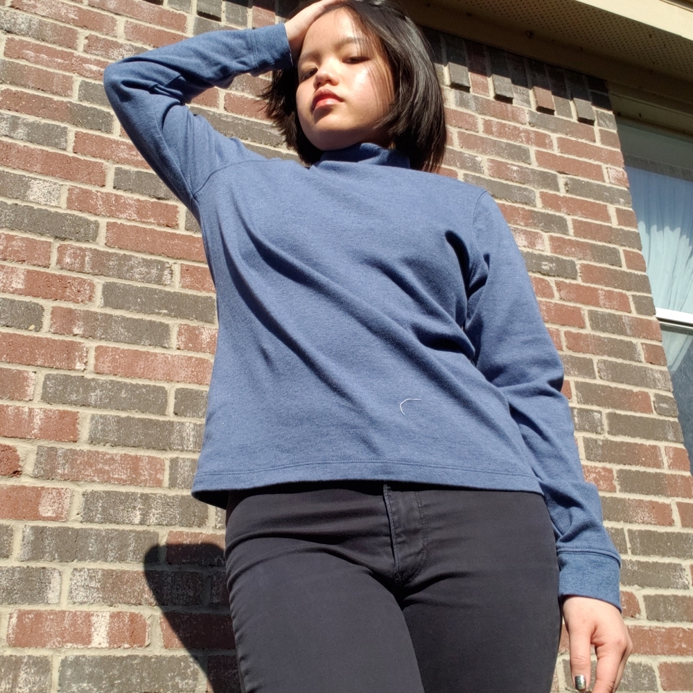 LL Bean Cool Blue turtleneck sweater